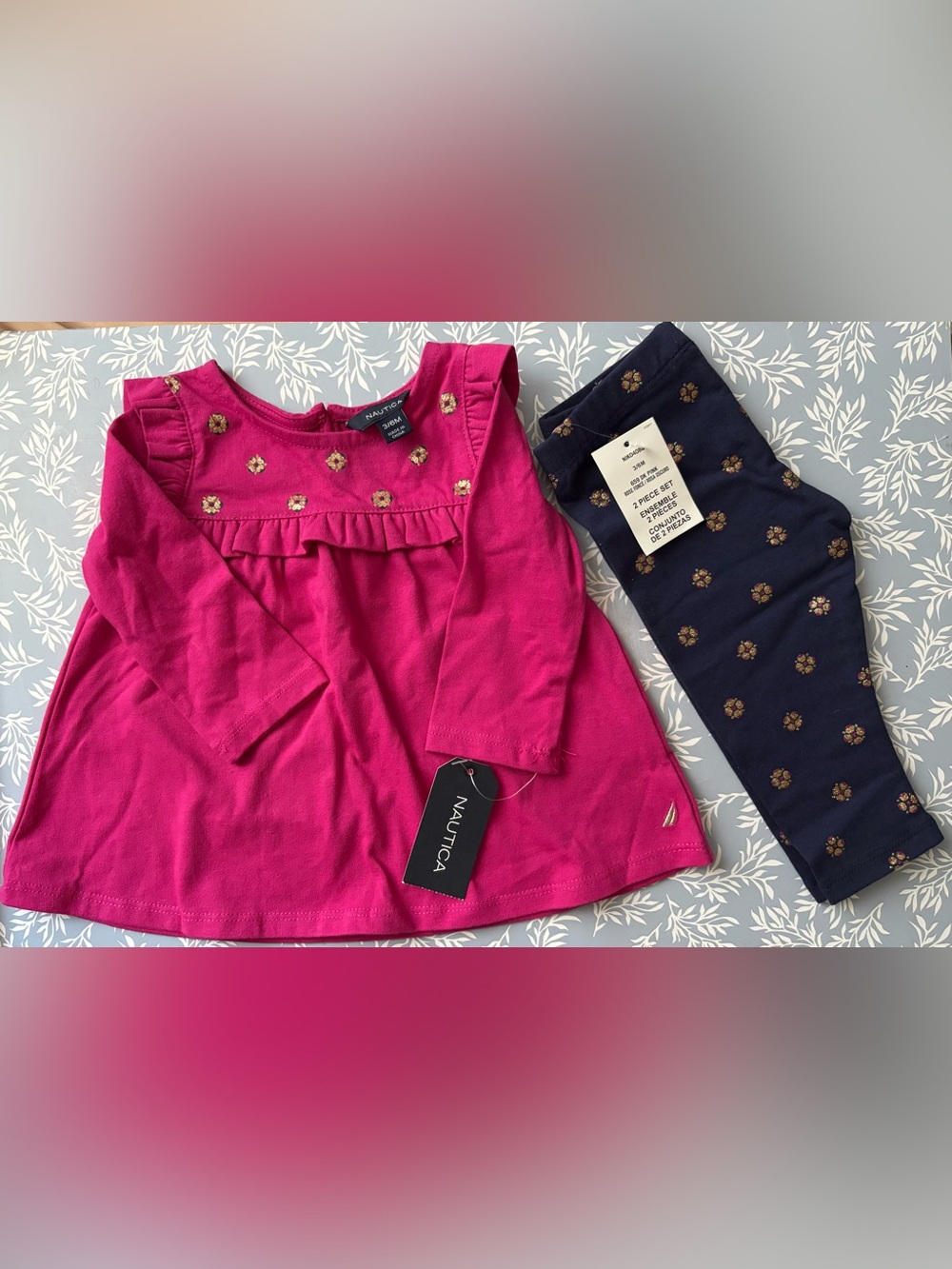 Set of Three Nautica Baby Girl Outfits 2-3/6 mo and one 6/9 mo